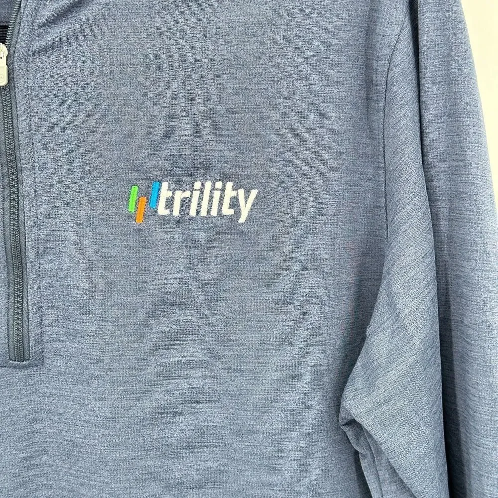 Peter Millar Quarter Zip Pullover Men M Blue Trility Logo Golf Activewear Preppy